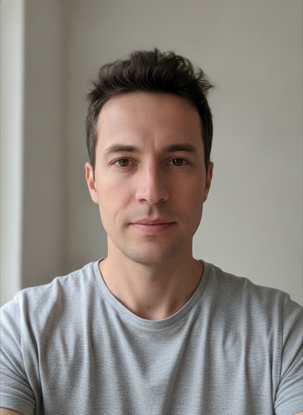 The only input: a portrait of a fictional AI-generated man